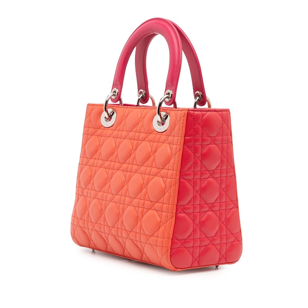 Pre-Loved Dior Medium Bicolor Lambskin Cannage Lady Dior - Picture 2 of 12